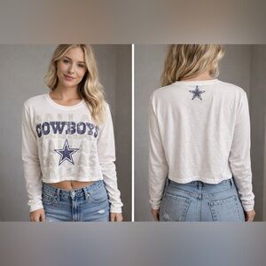 Dallas Cowboys Cropped Long Sleeve Tee | Size Medium
